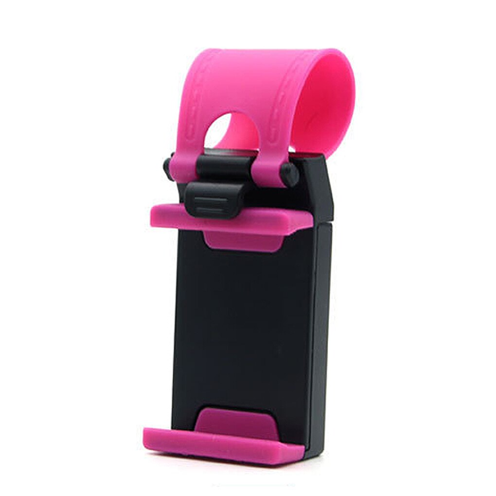 Car Steering Wheel Phone Clip Mount Holder Universal Bike Auto Camera GPS Stand Bracket for iPhone Samsung: pink