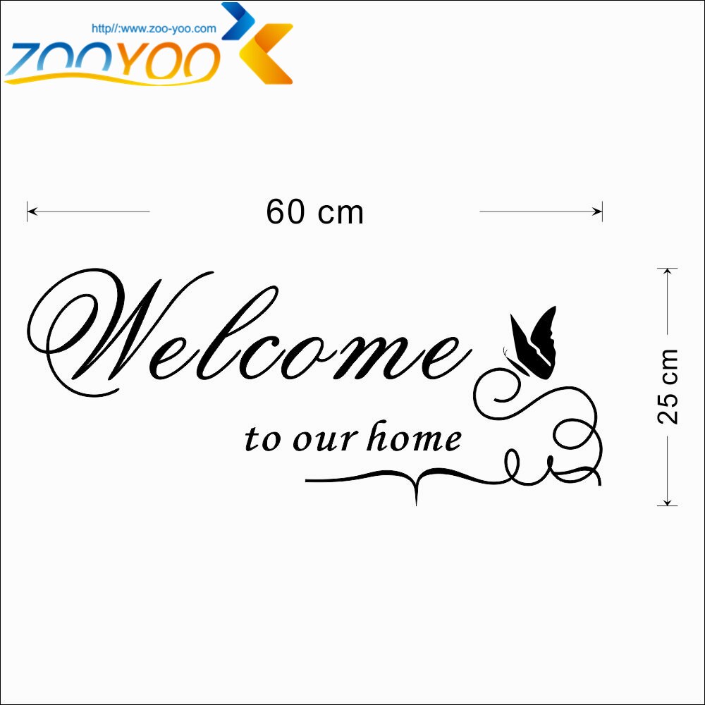 Ebay velkommen vores hjem bogstaver vinyl wallsticker mærkat dekorative citater boligindretning velkommen til vores hjem zyva -8181