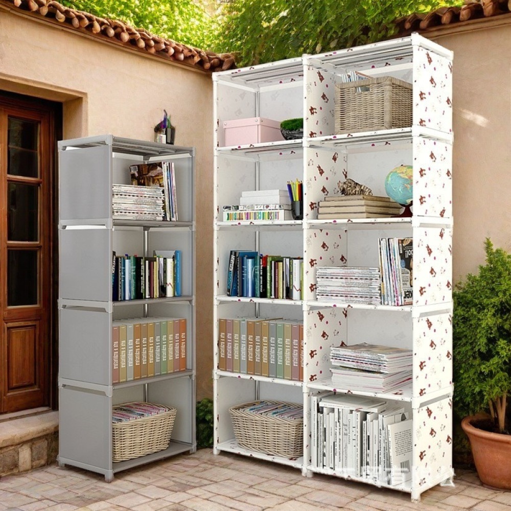 Multi-layer Simple Assembled Bookshelf Easy To Assemble Closet Storage Cabinet Portable Children's Sundries Shelf Save Space