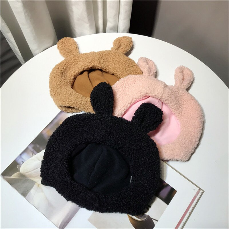 Gorros de protección japoneses suaves para las orejas para mujer, cálidos para otoño e invierno, gorro de lana de cordero para mujer, NS1698