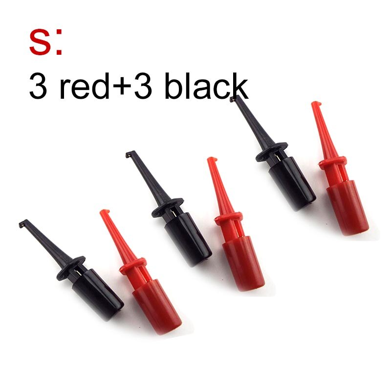 3 Size Test Hook Clip Probe Round flat Electronic Testing Hooks for Logic Analyzers Crocodile Clip Electric Connection: S 3red 3black