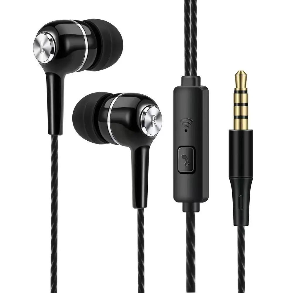 Stereo In-Ear Earphone Earpiece With Microphone 3.5mm Earbuds Universal Portable Wired Headphone For Apple/Android/: WHITE