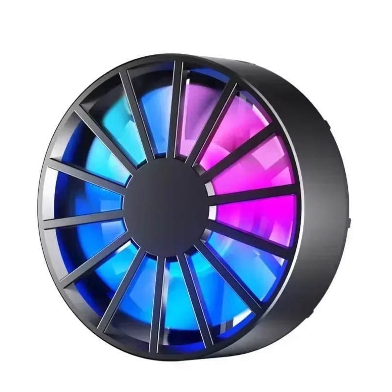 Enfriador de teléfono magnético, ventilador ligero colorido de poco ruido, radiador de teléfono con luz RGB, refrigeración rápida para todos los teléfonos inteligentes y tabletas: Negro