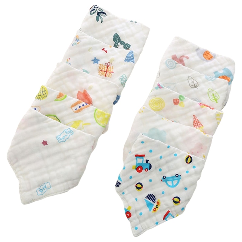 5 unids/set bebé muselina gasa babero Bandana bebé alimentación Saliva toalla Burp paños A2UB