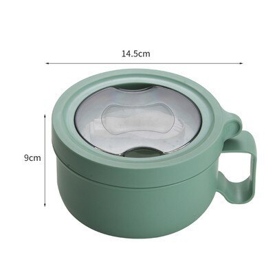 Instant Noodle Bowl Lunch Box 850ML Stainless Steel Keep Warm Insulation Tableware Students School Thermal Lunch Boxes Container: 850ml Green