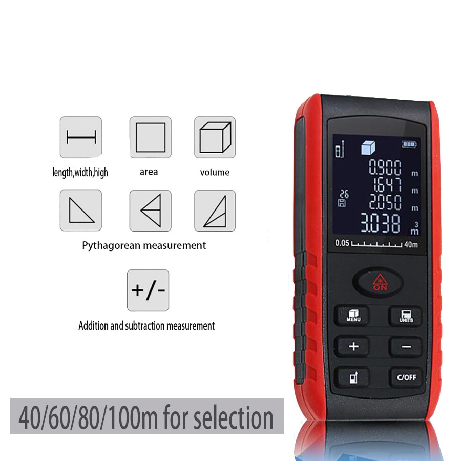 Télémètre Laser à infrarouge de haute précision, règle électronique portable, Rechargeable, 40-100 mètres de Distance