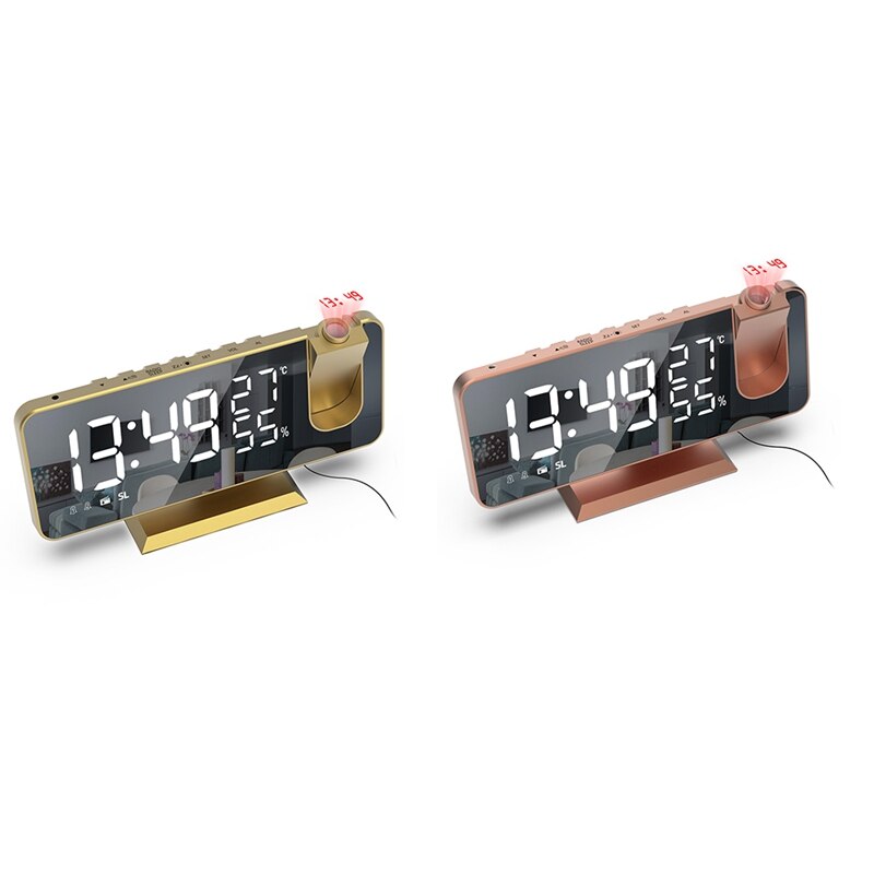 Reloj despertador Digital LED para mesa, relojes electrónicos de escritorio, Despertador con USB, Radio FM, proyector de tiempo, función de repetición, 2 alarmas