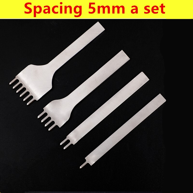 Juego de Herramientas de artesanía de cuero, punzones de agujeros, cinturón de costura cosido a mano, kit de punzón de Punta Hiratsuka de acero blanco, 4 unids/set: Spacing 5mm a Set
