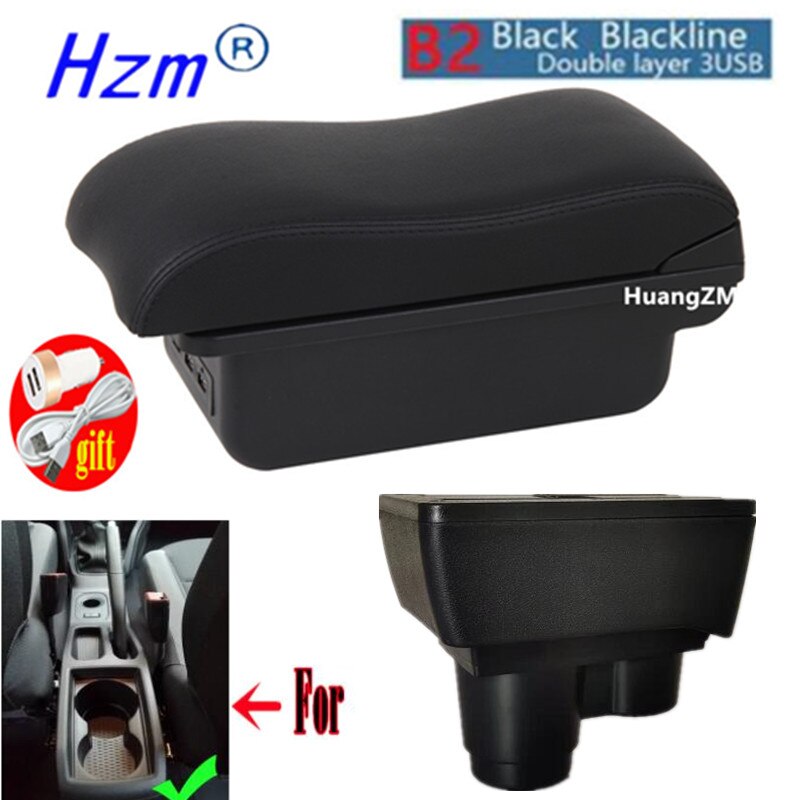 For Renault Dacia Duster 2 3 Ⅱ Ⅲ Armrest Box Auto Central Console Storage Car Accessories with USB Charging: B2 black line 3USB