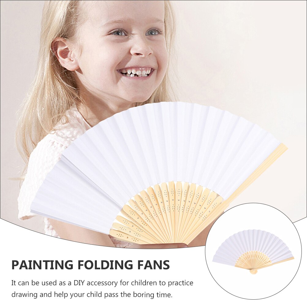 8pcs DIY Handicrafts Tools Kids Painting Folding Fan Drawing Hand Fans for Kids