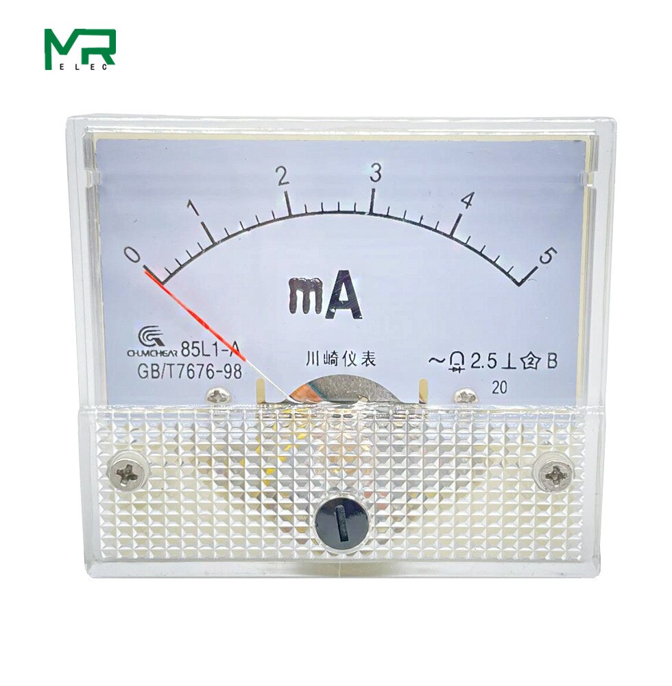 Panel Amperímetro analógico 85L1-mA AC puntero 1mA 2mA 3mA 5mA 10mA 20mA 30mA 50mA 100mA 150mA 150mA 200mA 300mA 500mA