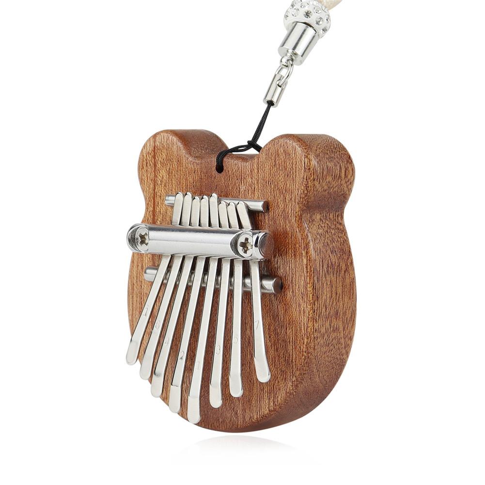 mini 8 klucz Kalimba kciuk fortepian mahoń przenośny niedźwiedź kształt drewna Kalimba z smycz Mbira Sanza klawiatura instrument muzyczny