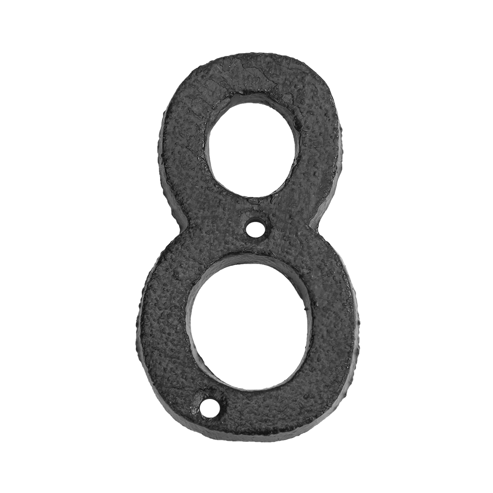 Cast Iron Numbers Doorplate Metal Digital House Sign Plaque DIY Cafe Wall Decor: DARK GRAY