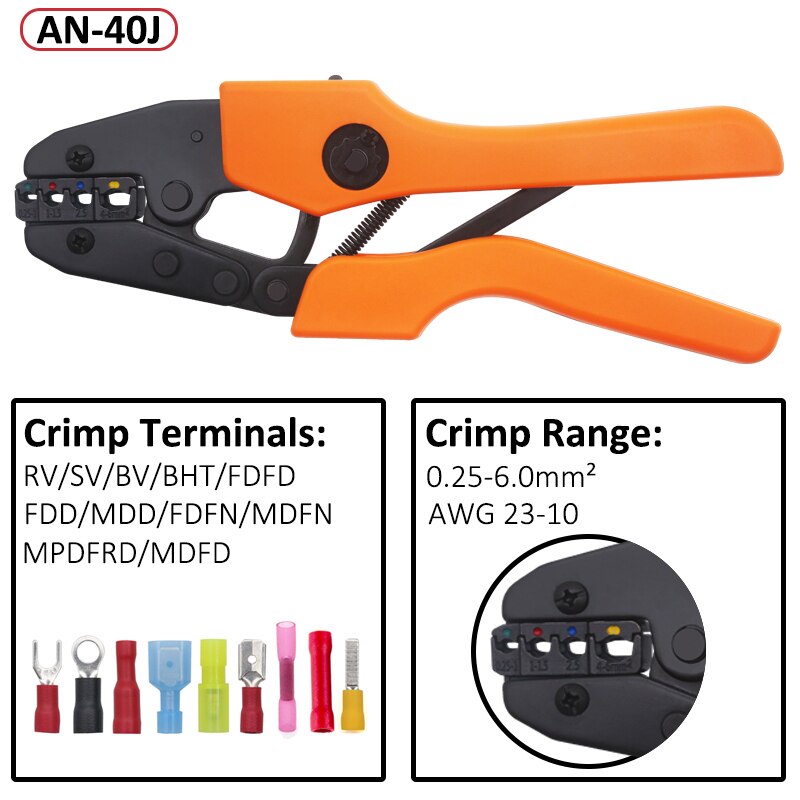 Crimp Pliers &amp; Dies Set Wire Terminals Crimping Tools Precision Crimper Labor-Saving Ergonomic Handle Easy To Grasp&amp;Press: AN-40J