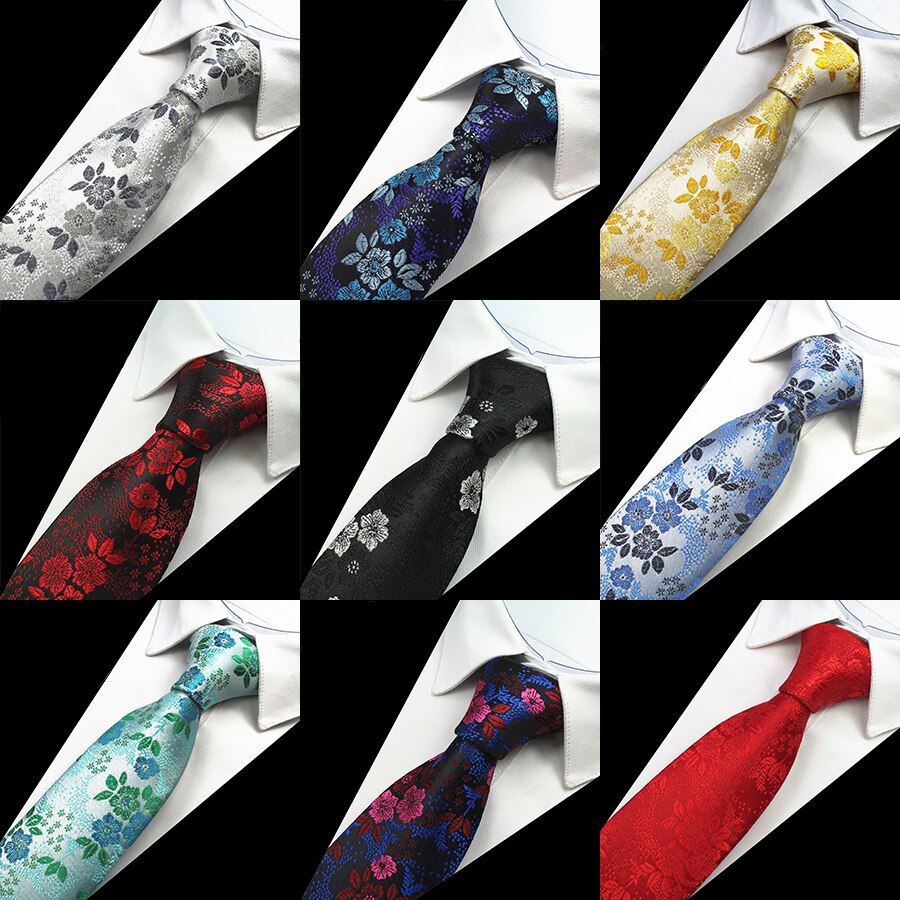 RBOCOTT – cravates florales en soie Jacquard pour hommes, 7cm, col tissé, couleur bleu rouge, accessoires de mariage d'affaires