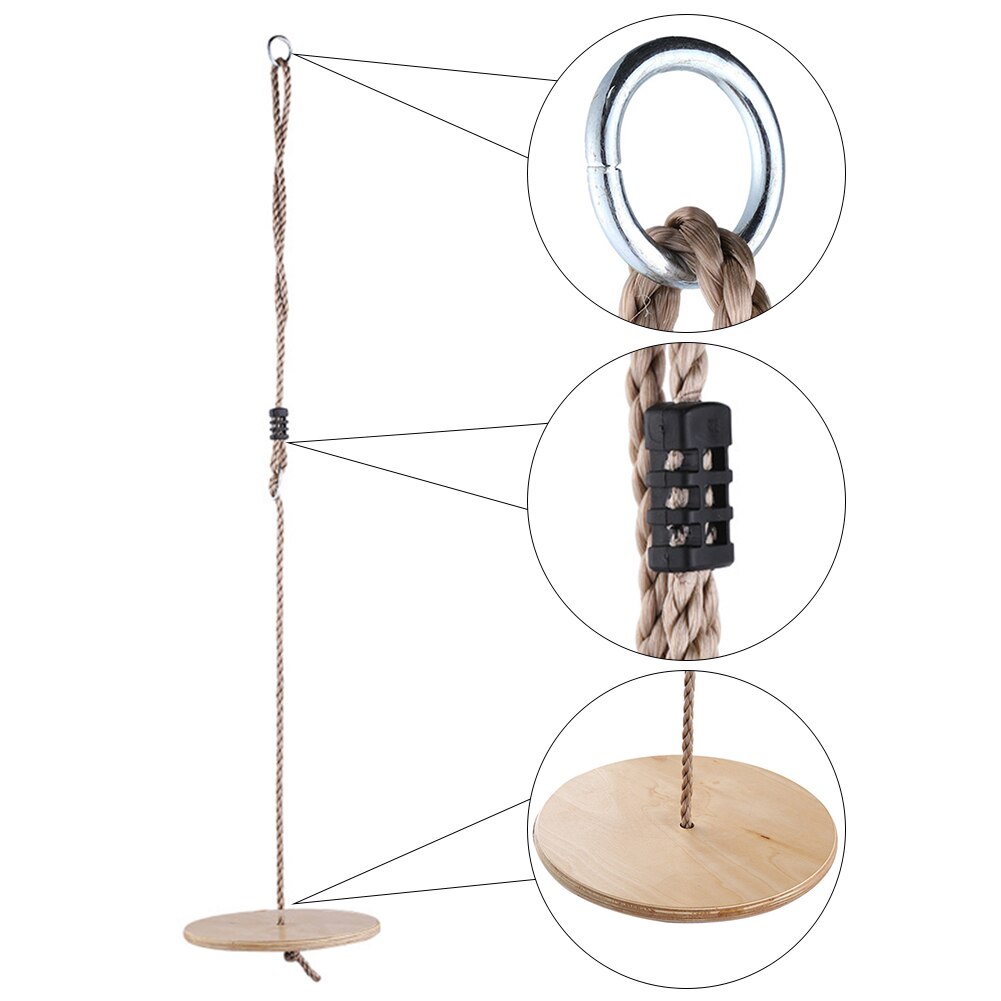 Wooden Disc Swing Garden Outdoor Game Playing With Long Rope For Kids Tree Hanging Backyard Playground Fitness Home Round Solid