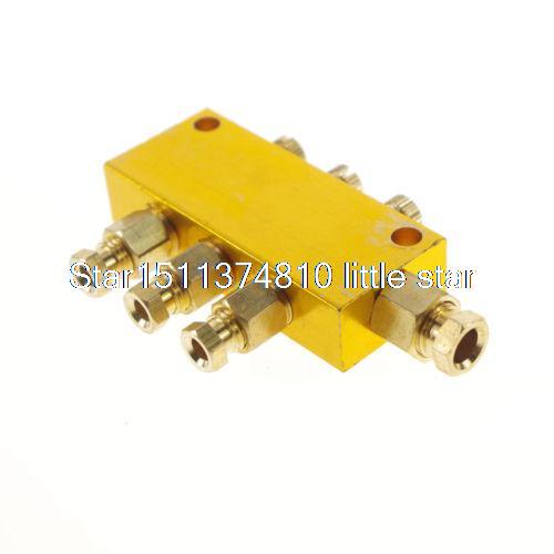 1 x Brass 3 Ways Adjustable Oil Distributor Valve Manifold Block 6mm in 4mm out