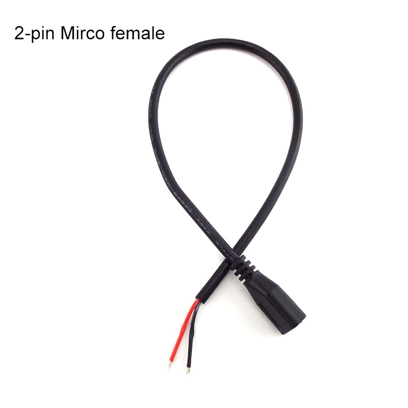5 stk micro usb 2.0 a hunstik android interface 4 pin 2 pin han hun kvindelig strøm data opladning kabel ledning stik 30cm: 2- pin mikro hun