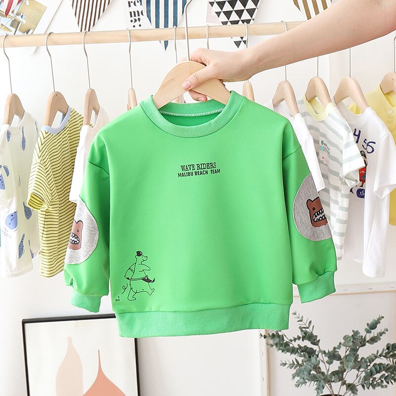 Arrivel Kangoeroe Baby Meisjes Cotton Lange Mouwen T-shirt Herfst Kinderen Kleding Blouse Jongens Lange Mouw Tops Tees 0-5 Jaar: YH T DAISHU GREEN / 5