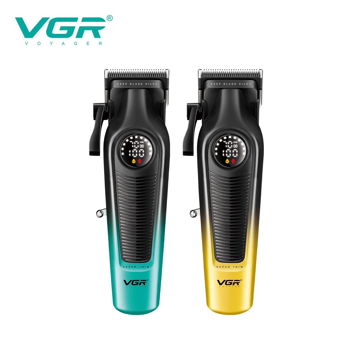 VGR 196 gradient color men's hair trimmer, high-end hair trimmer, intelligent digital display, electric hair clipper, home elect