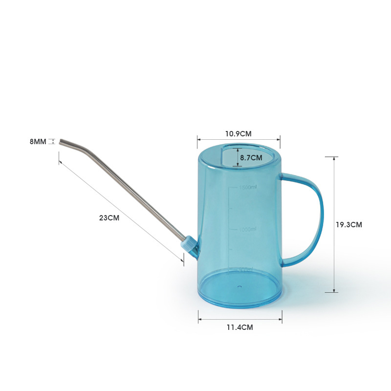 1/1.5/2L Lange Mond Gieter Huishoudelijke Transparante Gieter Tuin Gieter Tool Grote Capaciteit Plant Gieter: Blauw