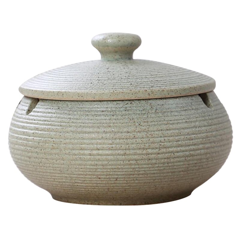 Keramische Asbak Met Winddicht Deksel Voor Indoor Outdoor Gebruik: Light Blue