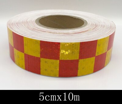 5cmx10m Square Traffic safety Self Adhesive Sticker Safety Reflective Tape for Truck: red yellow