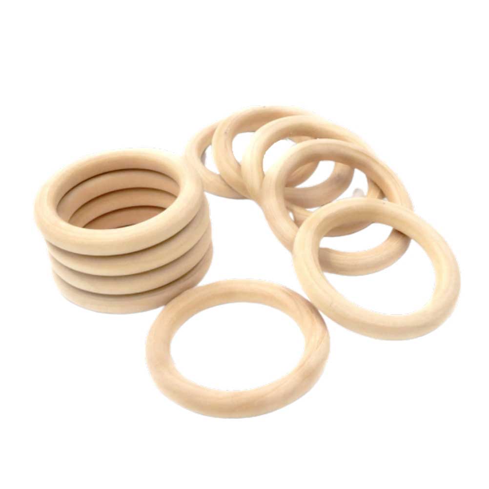 25pcs DIY Baby Teething Ring Accessories Natural Wood Rings Toys Accessory Wooden Outer Diameter 68mm