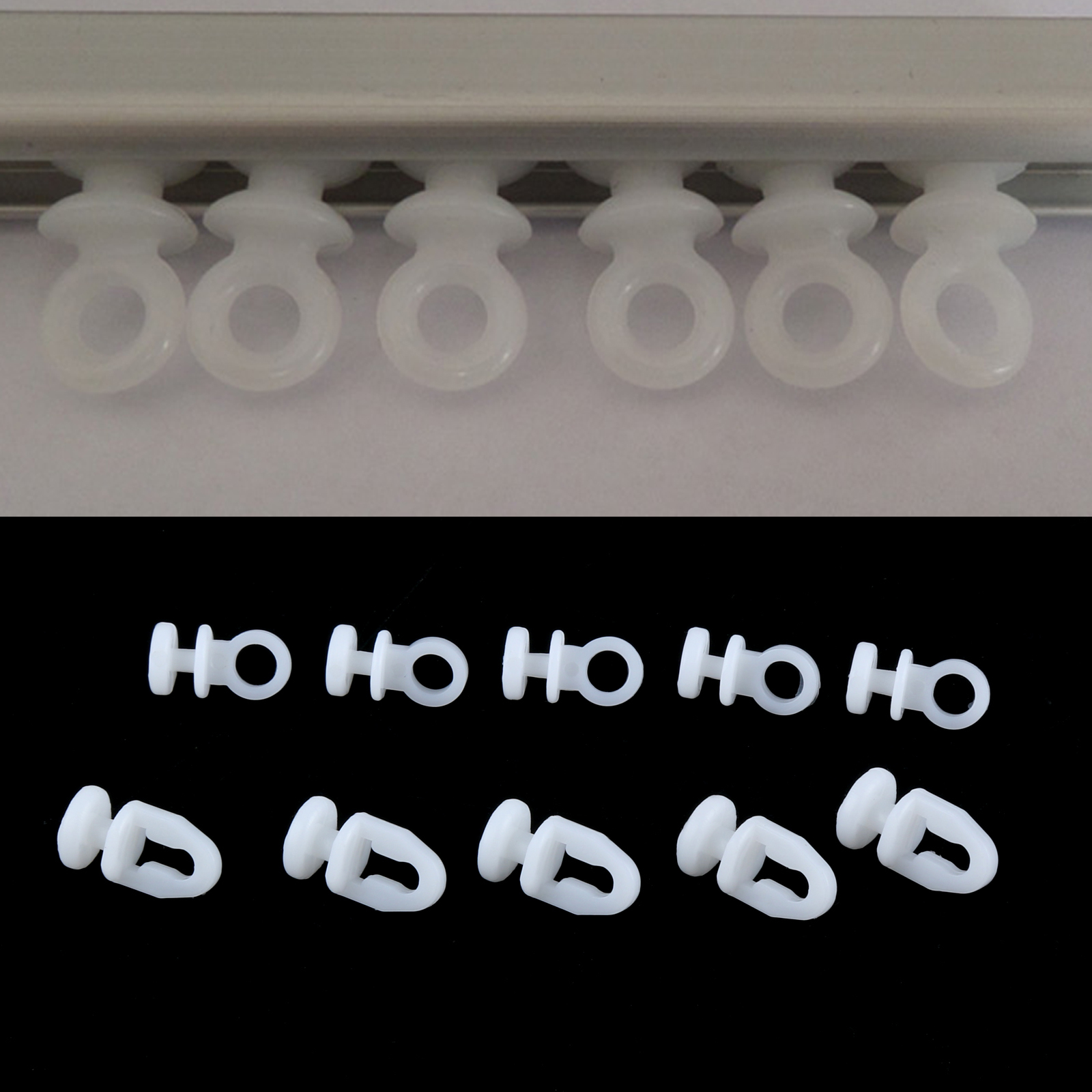 100Pcs Plastic Gordijn Haak Accessoires Gordijn Bal Track Haak Douchegordijn Roll Universele Sliding Haken Badkamer Accessoires
