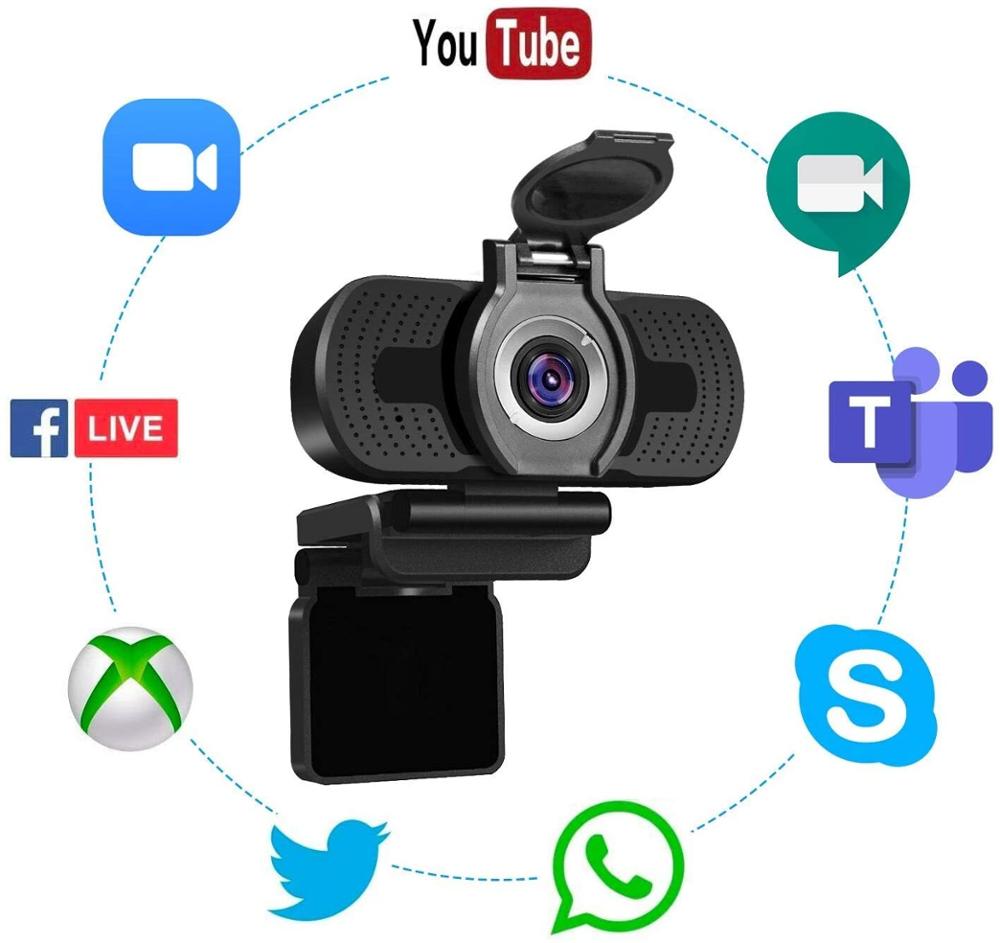LarmTek-cámara Web con USB, Full HD, 1080p, Plug and Play, con micrófono para grabación de vídeo
