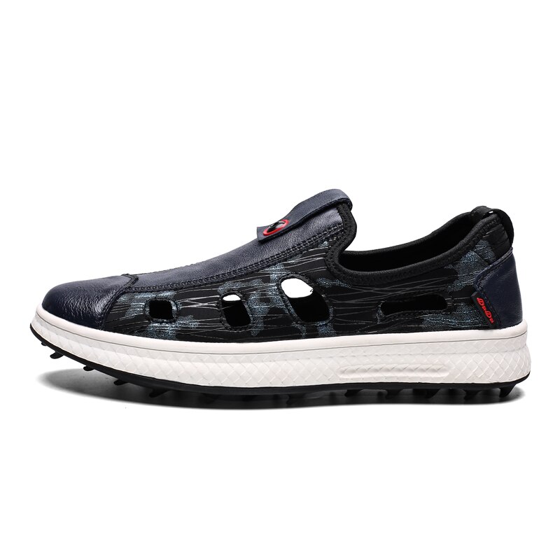 Sommer golfsko til mænd åndbare komfortable golfsandaler herre sport træningssko læder golf trænere mærke sneakers mænd: Shenlan / 6.5