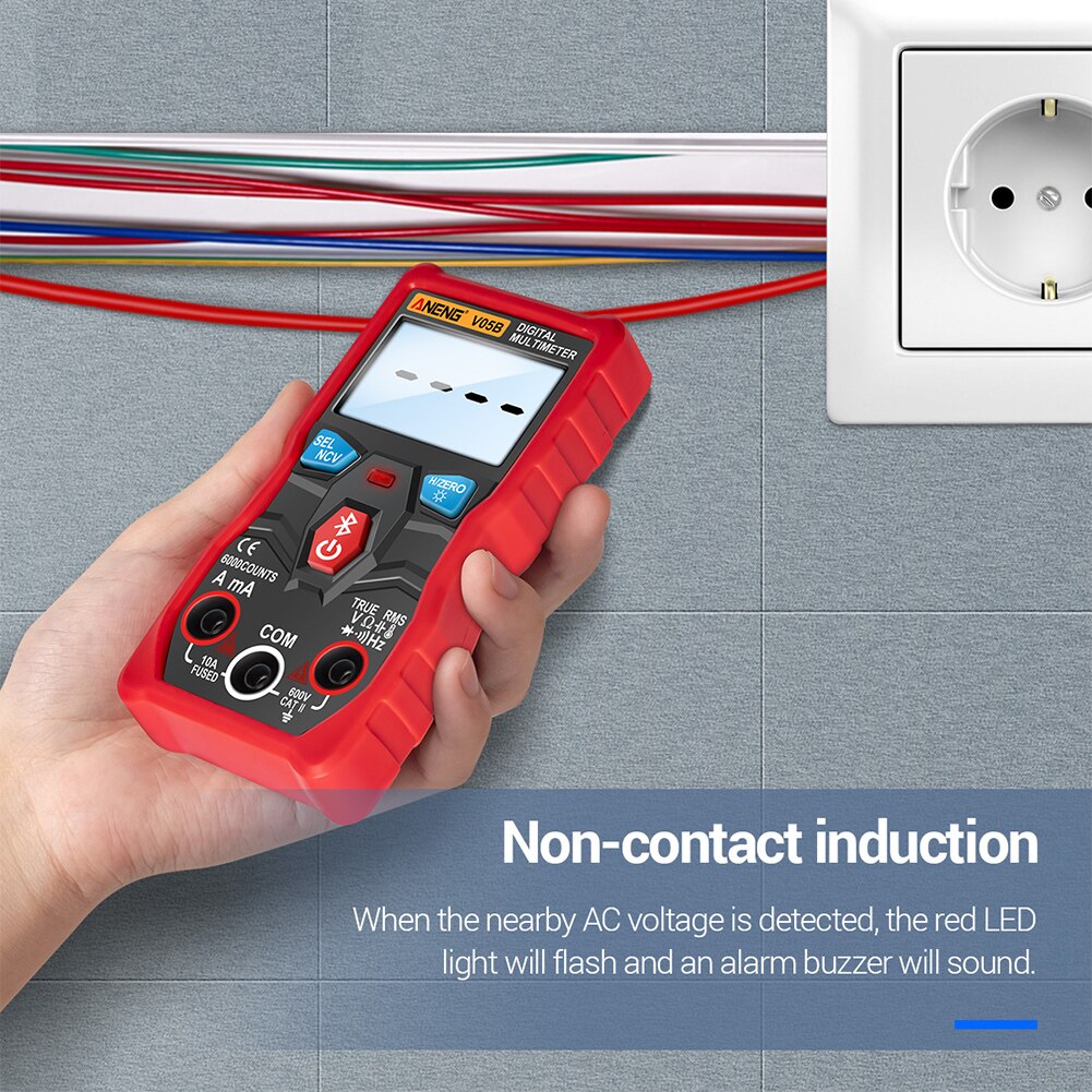Digital multimeter elektriske instrumenter analyse app kontrol bluetooth trådløs måling håndholdt tester kapacitans abs: Rød