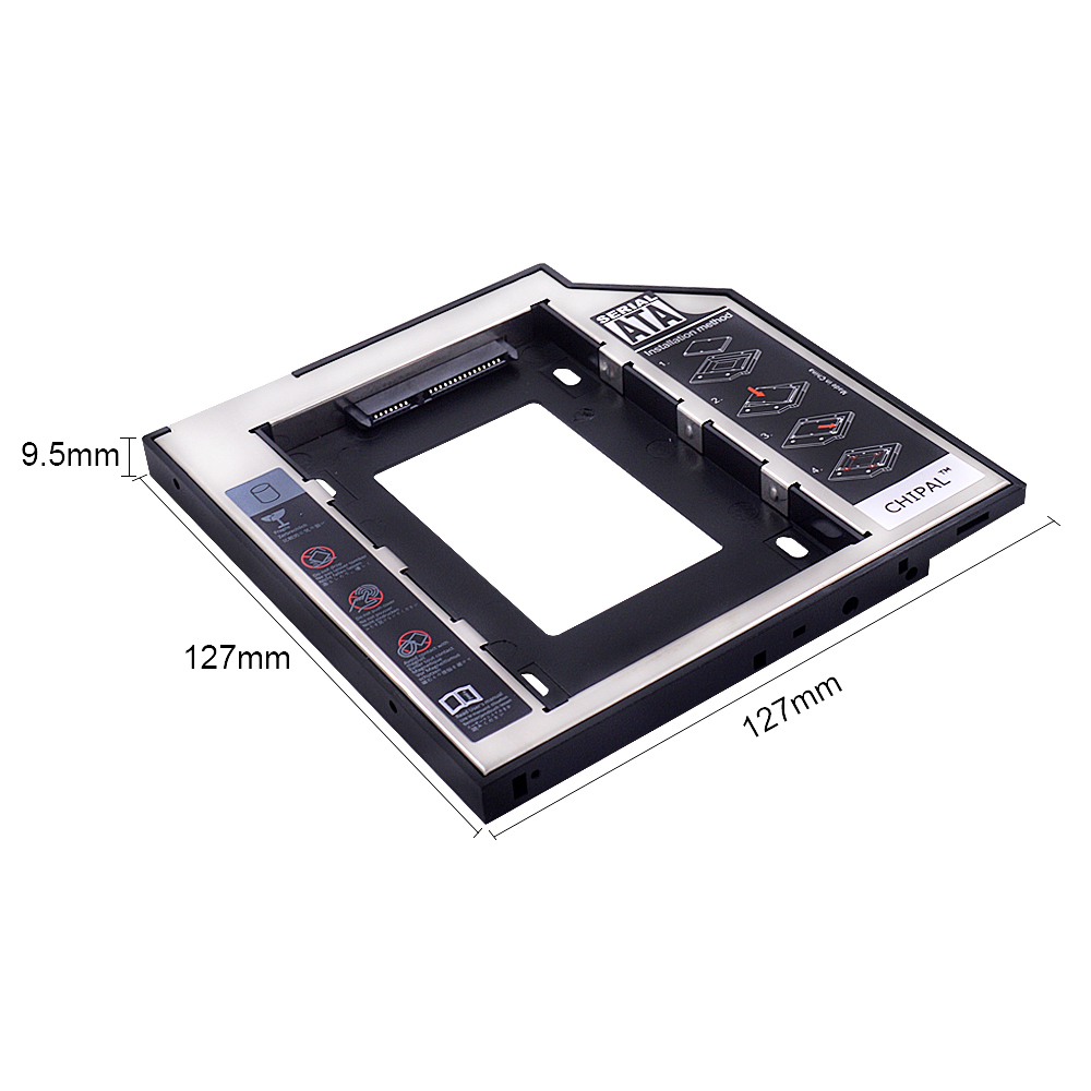 CHIPAL Universele 2nd HDD Caddy 9.5mm SATA 3.0 LED voor 2.5 Inch SSD Case Harde Schijf Behuizing voor laptop CD DVD ROM Optibay