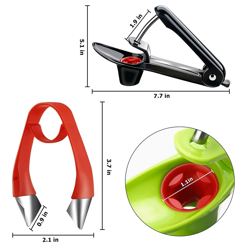 2 Pieces Cherry Pitter Remover Handheld Cherry Pitter Stoner and Strawberry Stem Remover Strawberry Huller