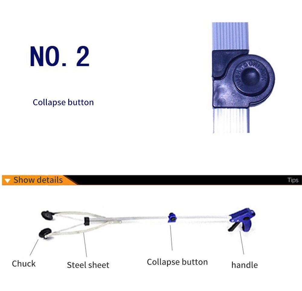 1pcs 80cm Foldable Trash Picker Extra Long Grabber Reacher Reaching Assist Tool Litter Pick Up Garden Picker