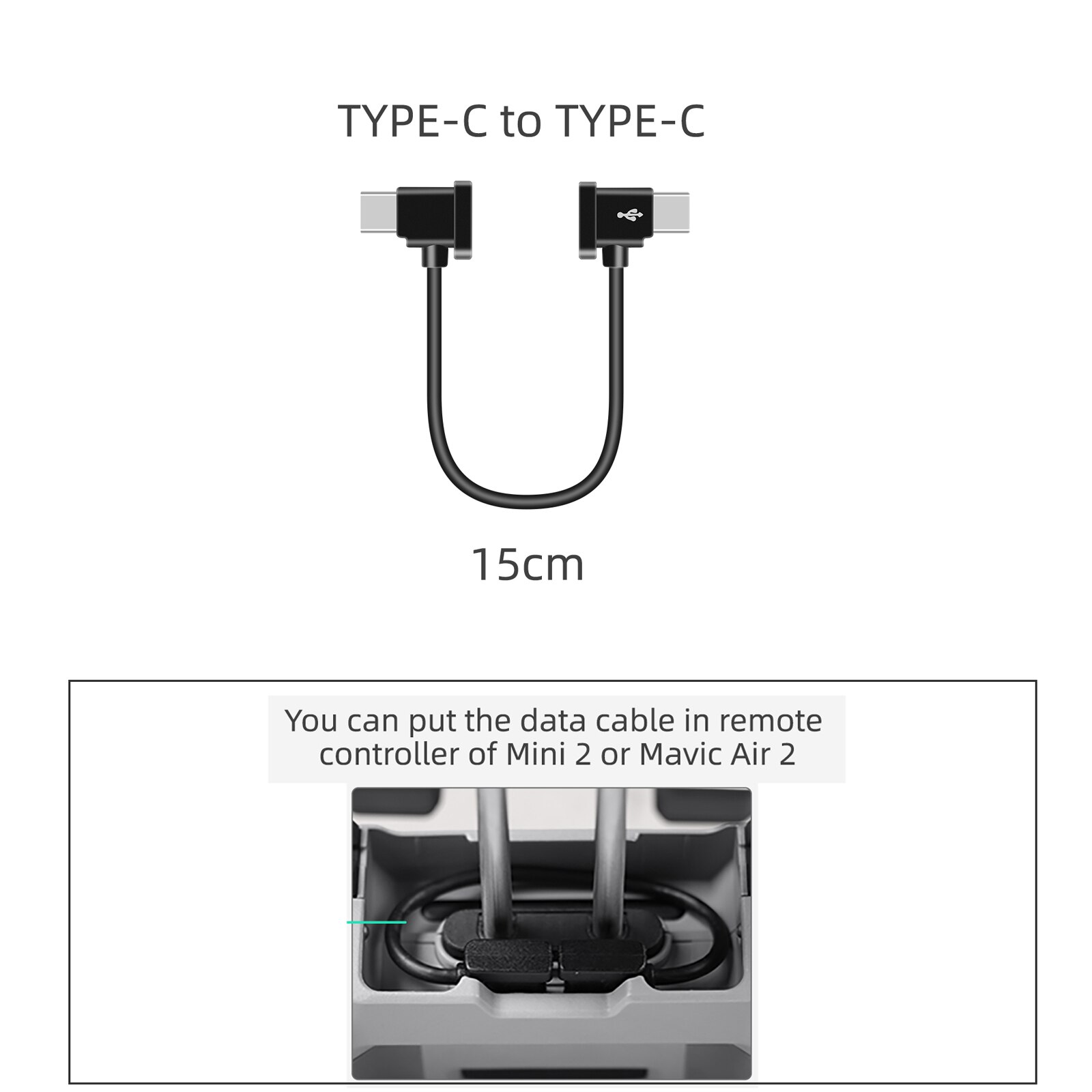 1M DJI Mini 2/Air 2 Drone Remote Controller Data Connected Cable Line Wire Phone Iphone/Tablet TYPE-C IOS For DJI Mavic Drone Ac: 15CM for Type-C