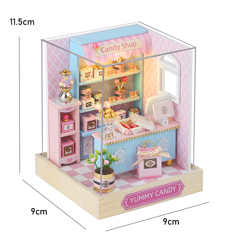Casa de muñecas mágica, Kit de modelo de construcción de ensamblaje DIY en miniatura de madera, producción de juguetes de habitación pequeña, decoraciones con muebles: Azul