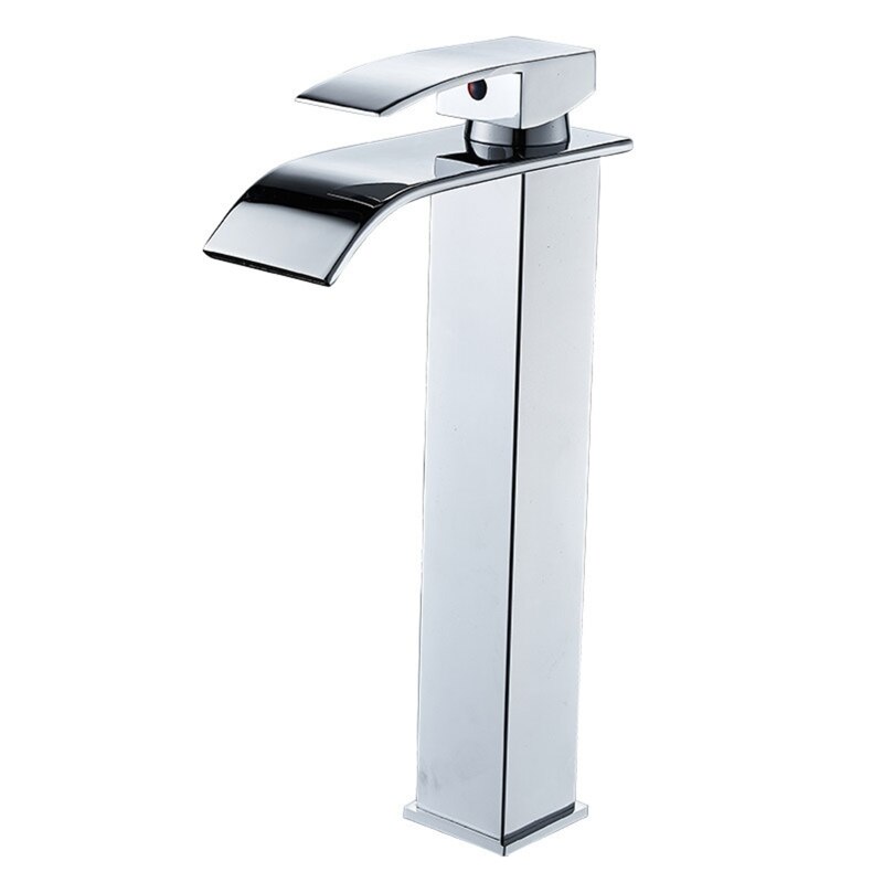 Koldt vandhane vandfald badeværelse forfængelighed håndvask vandhane 1-grebs 28gf: Sølv lang szie