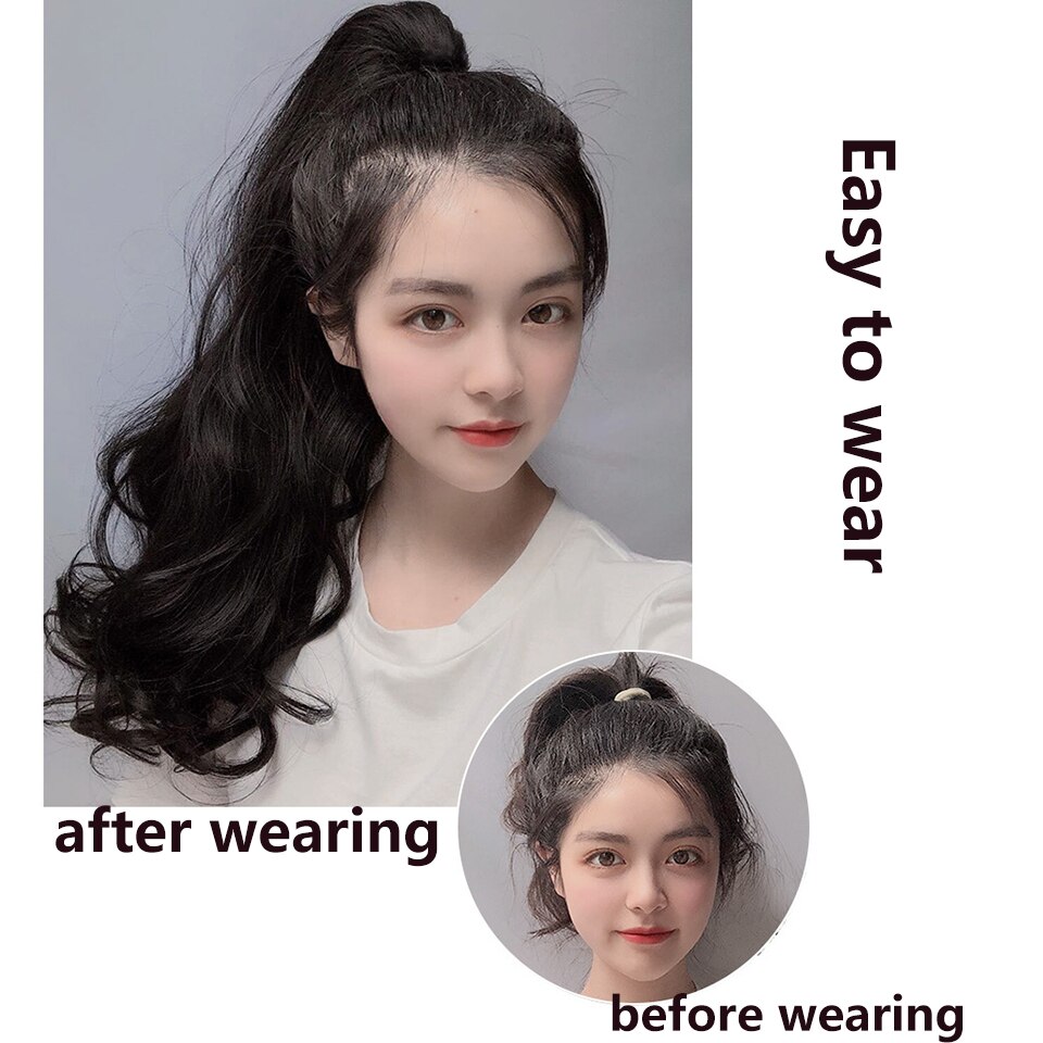 SEEANO Synthetic Claw Clip Ponytail Hair Extension Big Wave Ponytail Hair Extension Ladies Ponytail Wig Yellow Black Brown
