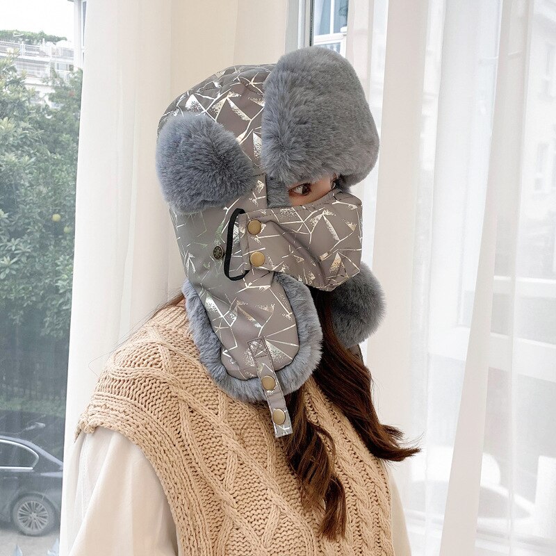 Gorros térmicos de estilo aviador para invierno para hombre y mujer, protección para las orejas, a prueba de viento, gorro de esquí de terciopelo grueso, de algodón cálido para nieve: G