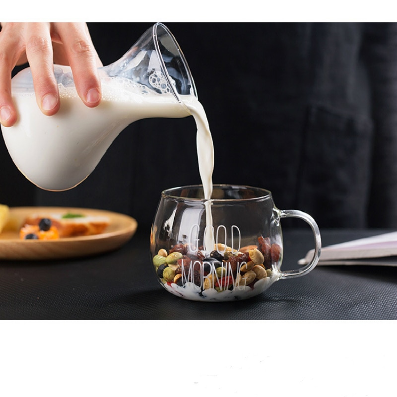 Dejlige glas morgenmad par kopper cappuccino latte kaffe te mælk yoghurt krus god morgen glas rejse kopper