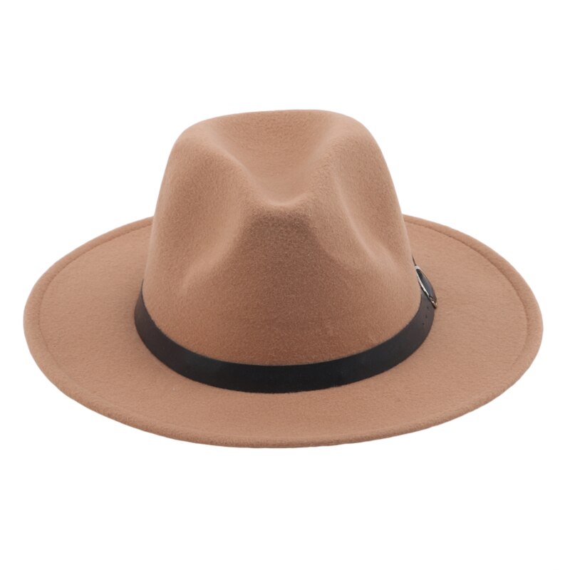 Mænd fedoras kvinders jazz hat sommer forår sort uld blandet cap udendørs afslappet hat: Khaki