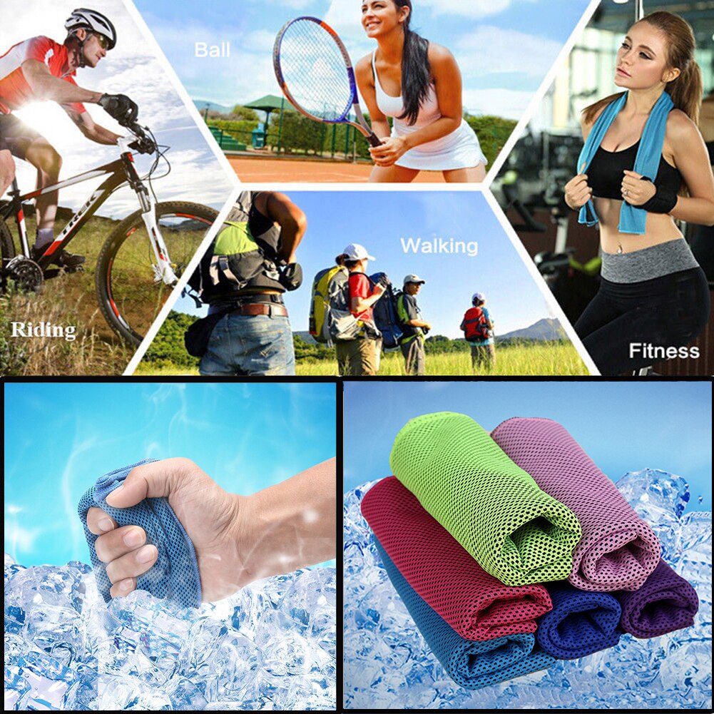 Serviette refroidissante instantanée chaude glace | Avec bouteille, serviette pour cyclisme, Jogging, sport de plein air, soulagement de la chaleur, serviette fraîche réutilisable