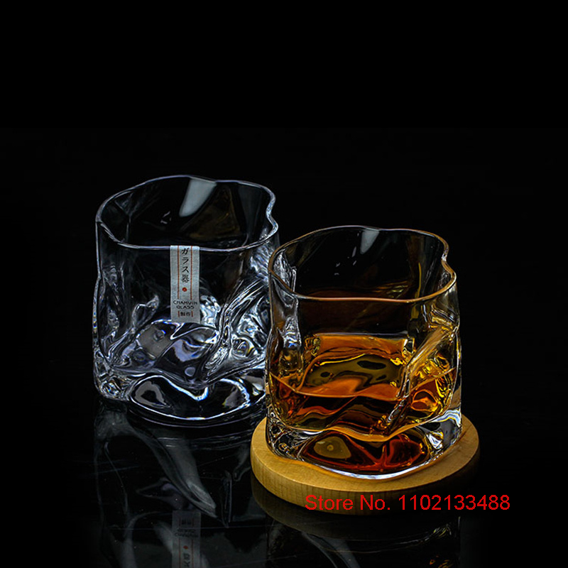 Old Japanese Edo Chamvin Crumple Whiskey Glass Irregular Faceted Der Whiskybecher Crystal Artwork Wine Cup Whisky Tumbler