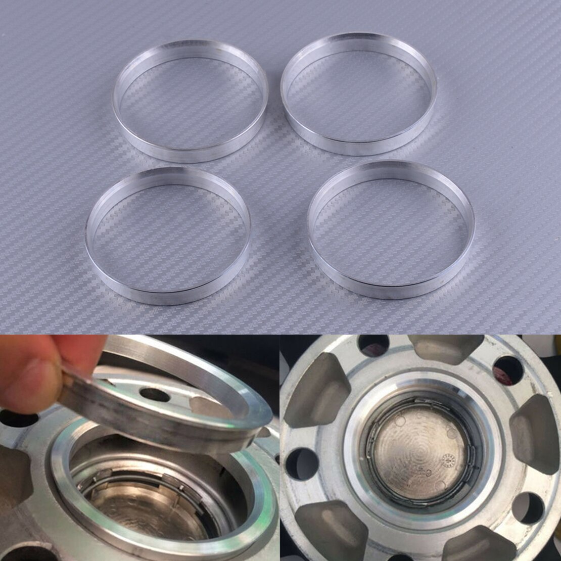 DWCX-Juego de anillos de cubo de espiga Centric para coche de aluminio, espaciador de rueda de 64,1mm ID a 67,1mm OD, accesorios plateados, 4 Uds.