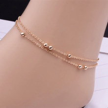 Metal Beads Anklets Bracelet Luxury Gold Color/Silver Color Foot Chain Jewelry For Women Girl