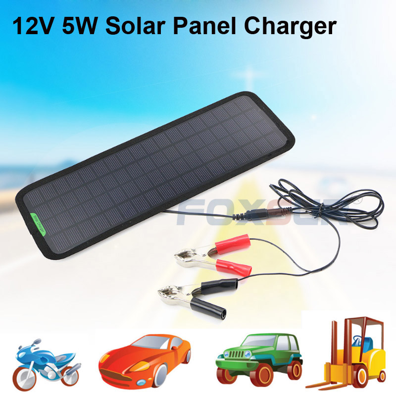12v solarzellen-batterieladegerät für autobatterien mit hoher effizienz , 5w 12v -ladegeräte für auto, motorrad und roller
