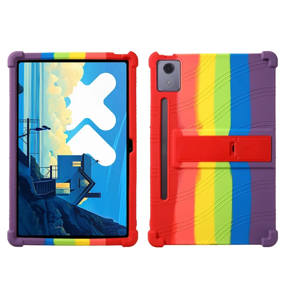Case voor Lenovo Xiaoxin Pad Pro 12.7 inch 2025 TB373FU TB375FC Tablet Kindvriendelijk Silicon Stand Cover Resistente Flexibele Cove: Gekleurd