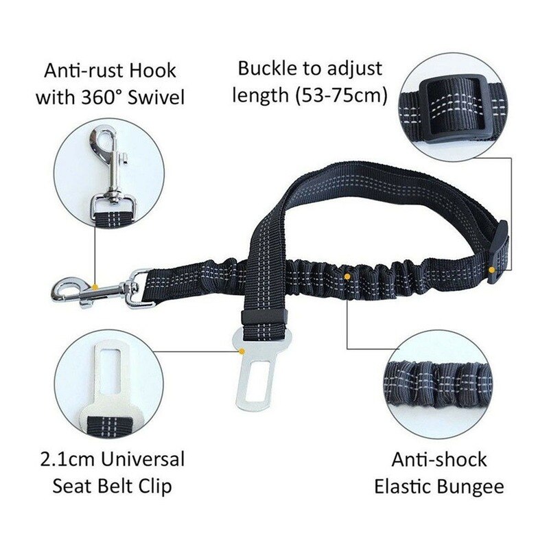 Hond Autogordel Anti-Shock Harnas Clip Bungee Lood Puppy Kat Voertuig Reizen Veiligheid Hendel Buffer Elastische kracht Pet Supply