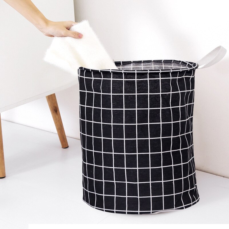 New japanese cotton and linen fabric laundry basket, foldable storage bucket, waterproof laundry basket, storage basket